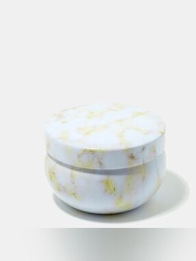 Small White Marble Tin Storage Jar with Subtle Gold Veining BNIB